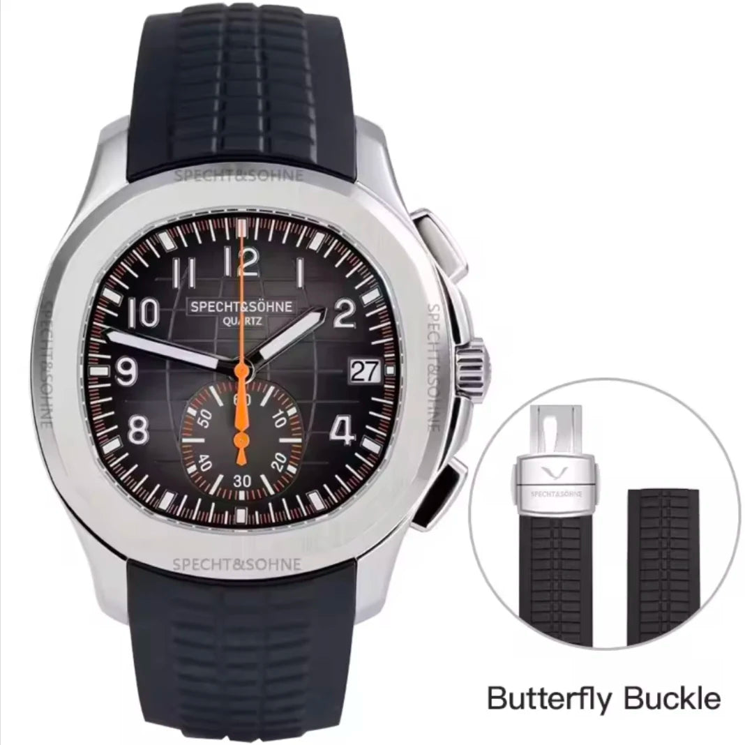 2026 New Specht&Sohne Men's Watches Quartz Watch Top Brand Luxury Chronograph Sport Rubber Luminous 5Bar Waterproof Reloj Hombre