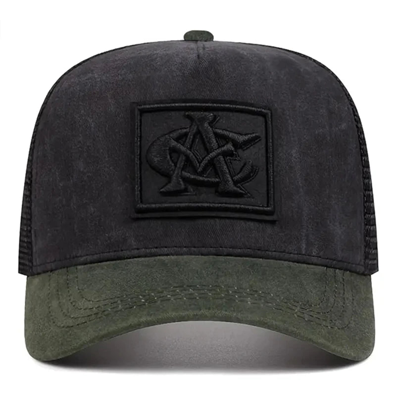 Eenvoudige, modieuze, ademende mesh-pet met 'CA'-borduursel, hiphop-pet, pet voor dagelijks gebruik en vrije tijd, decoratieve pet, unisex baseballpet