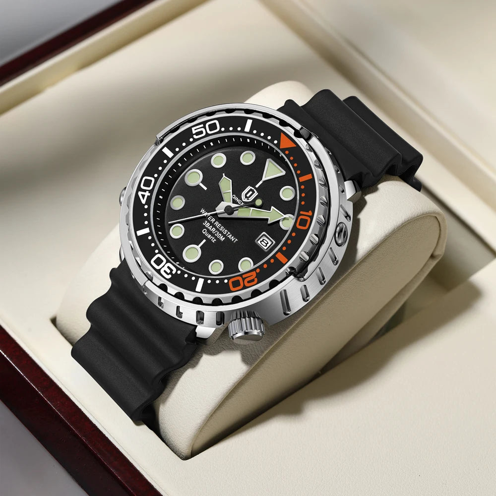QINGXIYA Sports Men Quartz Watch Silicone Strap Waterproof Luminous Date Wristwatch Mens Military Clock Man Relogio Masculino