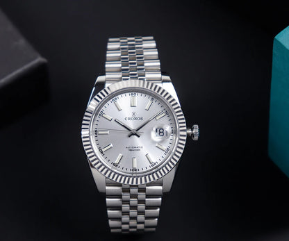 Cronos DateJ Luxury Men Watch Stainless Steel 5 Links Bracelet PT5000 Miyot 9015 100m Water Resistant Sapphire L6046M