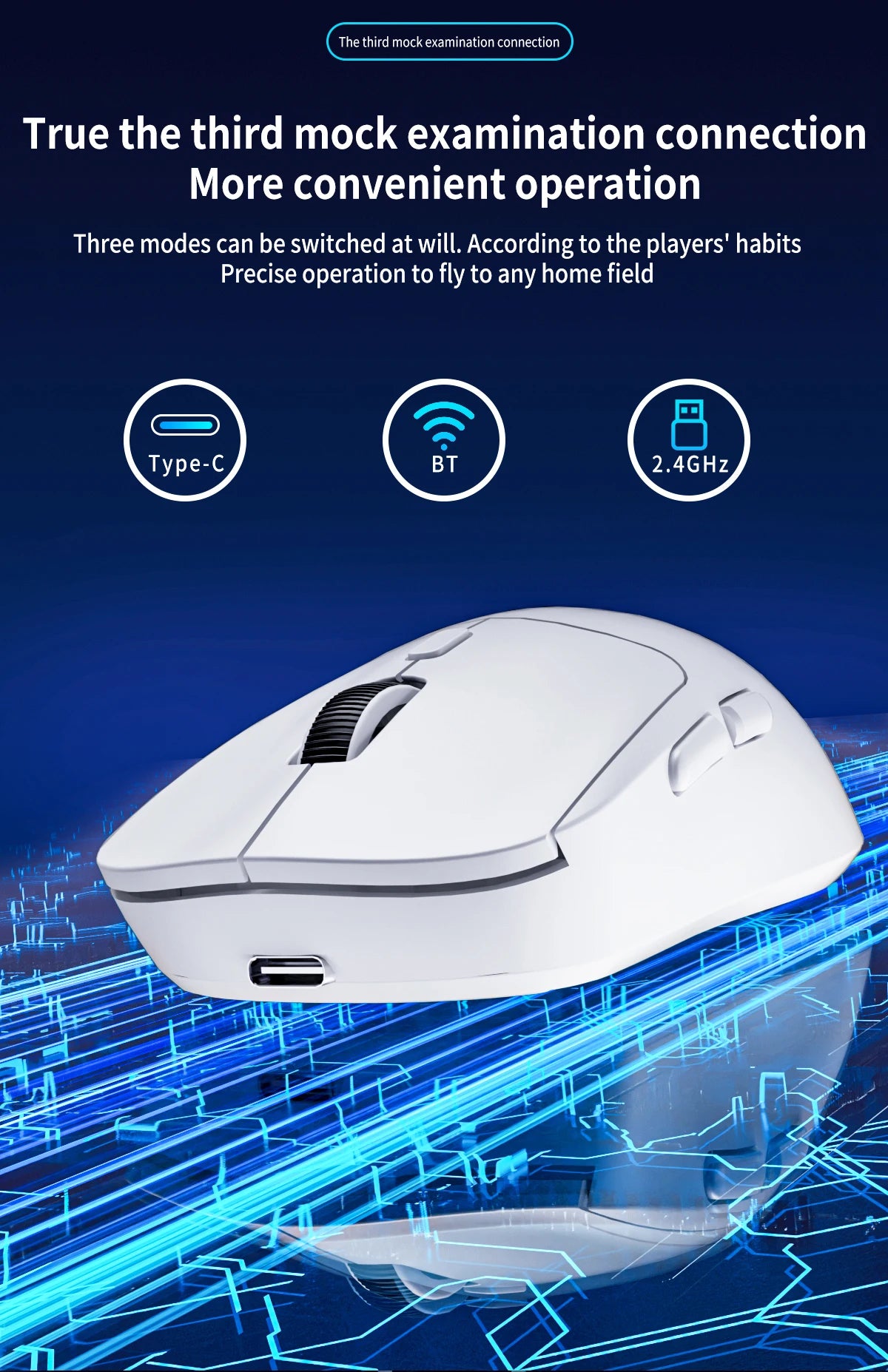 Gamingmus Bluetooth-mus uppladdningsbar gamermus PAW3395 lätt ergonomisk trådlös mus för esport