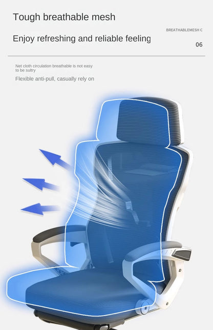 Ergonomic Reclining Seat, Comfortable Office Chair, Household Computer Chair, Student Dormitory, Gaming Chair with  Footrest