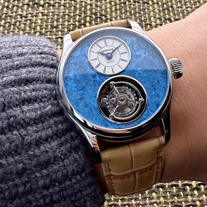 Merkur 100% Tourbillon Watch Men's Titanium Ice Flower Dial Sapphire Watch For Men Mechanical Wristwatches Relogio Masculino