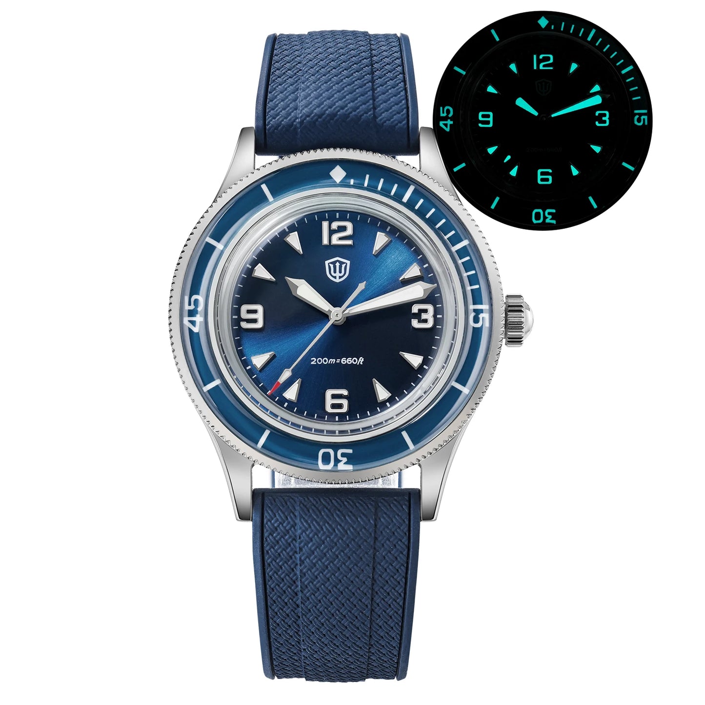 Watchdives WD50Q 38mm Watch Stainless Stee VH31 Sweep Seconds Quartz Movement Men Watches Bubble Sapphire Luminous Waterproof