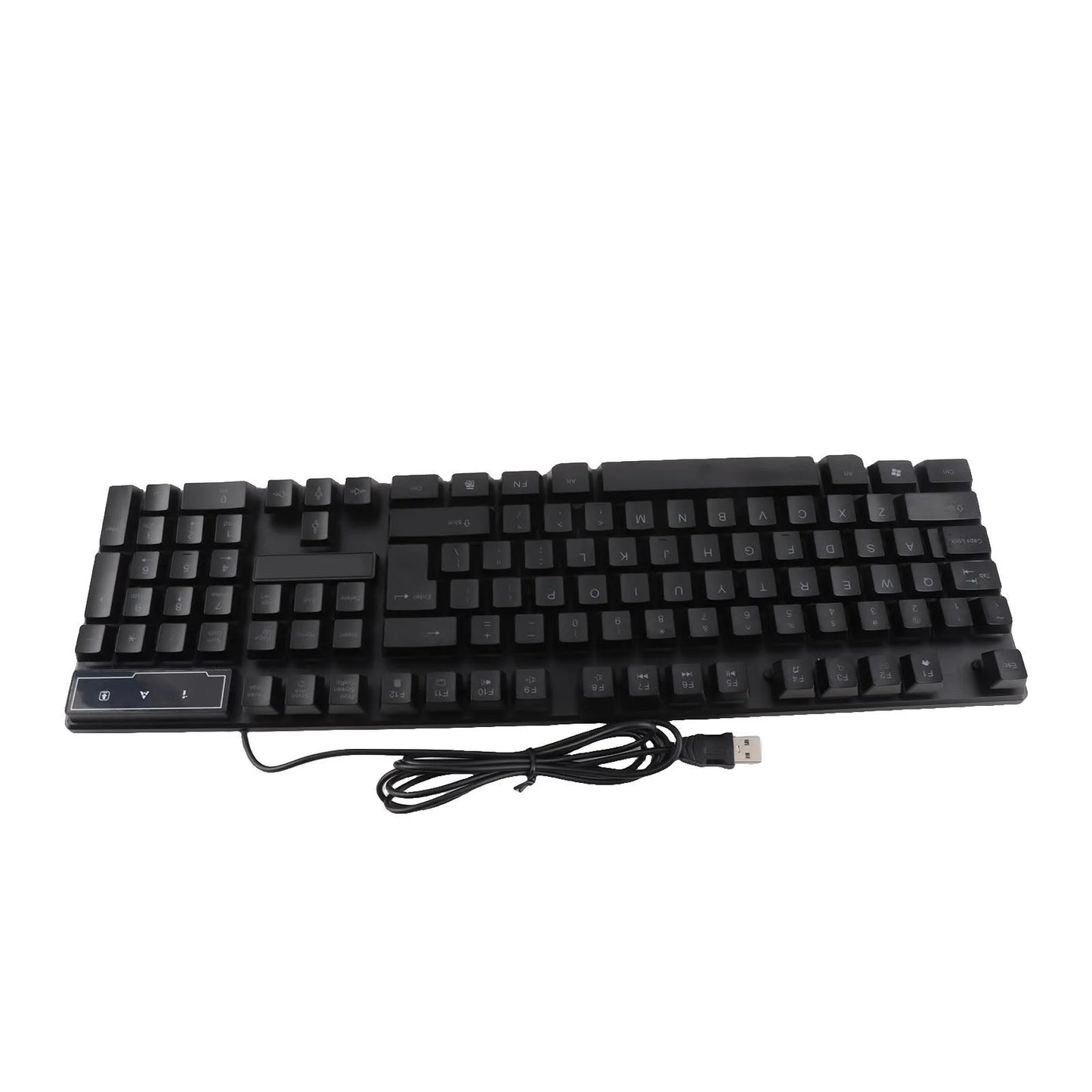 Combo gaming de teclado y ratón de 4 piezas, teclado ergonómico de 104 teclas, ratón con luz de respiración de 4 colores, auriculares y alfombrilla antideslizante para ratón