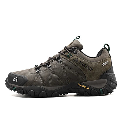 HIKEUP Zapatillas de senderismo para hombre de cuatro estaciones, calzado deportivo de exterior en cuero genuino resistente al desgaste, zapatos de escalada con suela de goma para trekking