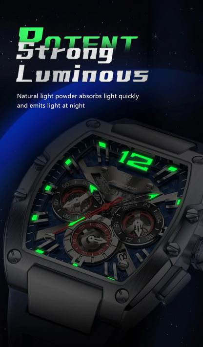 POEDAGAR Fashion Brand Men's Watch Luminous Waterproof Date Sports Male Watch Chronograph Silicone Quartz Watches For Man Reloj