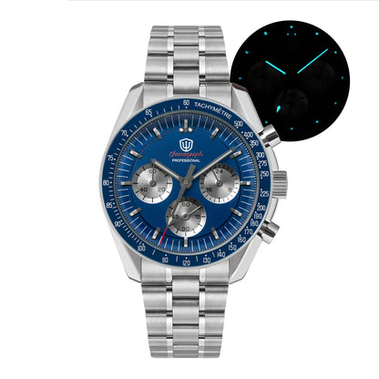 Watchdives WD1863 Watch VK63 Quartz Chronograph Movement Bubble Sapphire Crystal 100m Waterproof Luminous 39mm Vintage Watches
