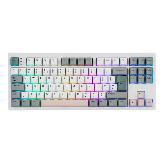 Teclado mecánico EPOMAKER TH87 con distribución ISO-UK TKL, con cable/BT/inalámbrico 2.4Ghz, NKRO, batería de 10000mAh y luz RGB