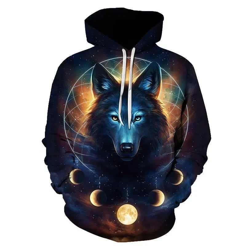Animal Wolf – bluzy z kapturem drukowane w 3D dla mężczyzn i kobiet, modne, codzienne, oversize, swetry typu pullover, styl hip-hopowy, Harajuku, odzież uliczna