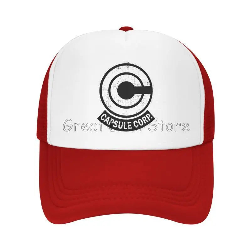 Capsule Corp Mesh Baseball Caps Unisex Hip-Hop Trucker Hat Anime DBZ Dad Hat Adjustable Racing Cap Summer Trucker Snapback Hats