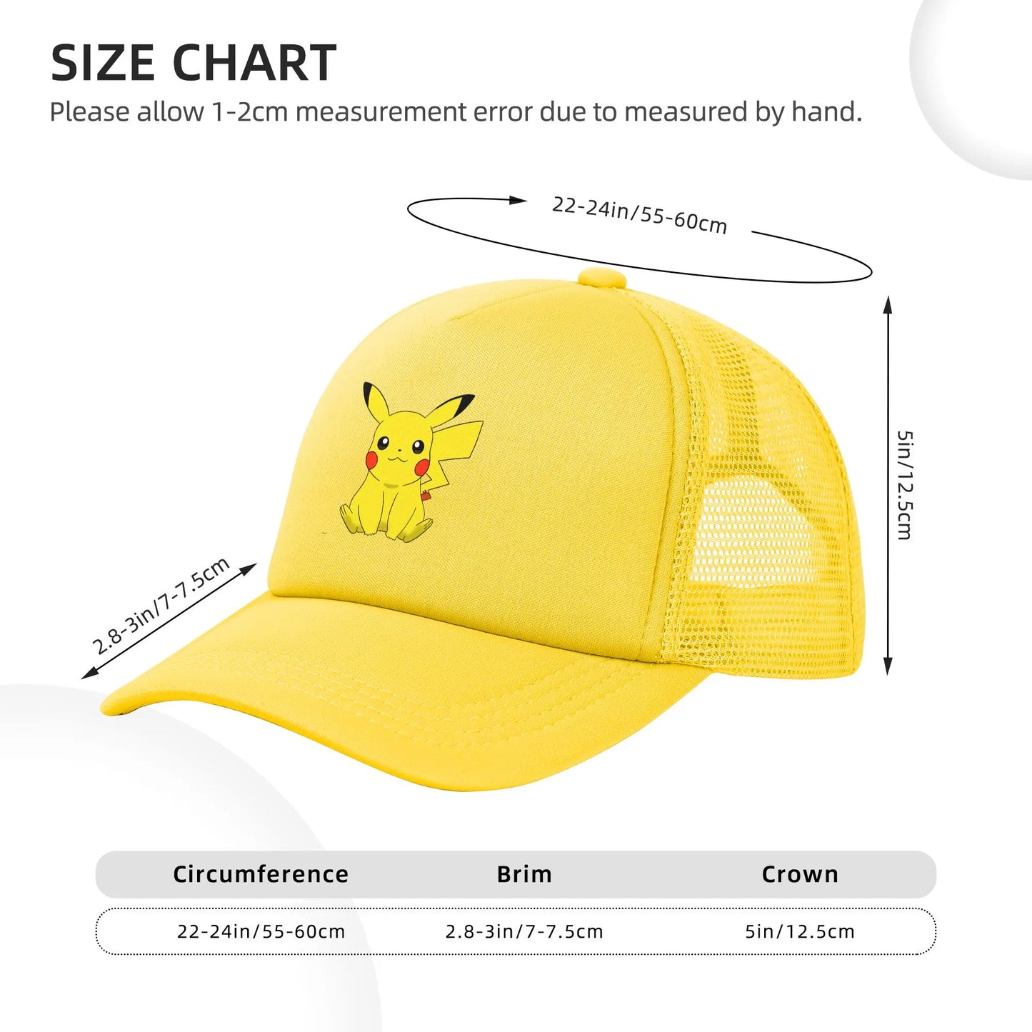 Pikachu Pokemoned  Anime Trucker Hats Unisex  Hats Trucker Hat Racing Cap Adjustable Polyester Mesh Baseball Caps Summer