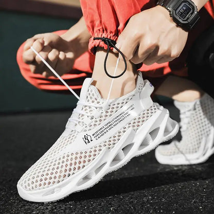 2025 New Summer Sneakers Men Mesh Breathable Running Tennis Shoes Outdoor Sports Tenis Masculino White Casual Walking Shoes size