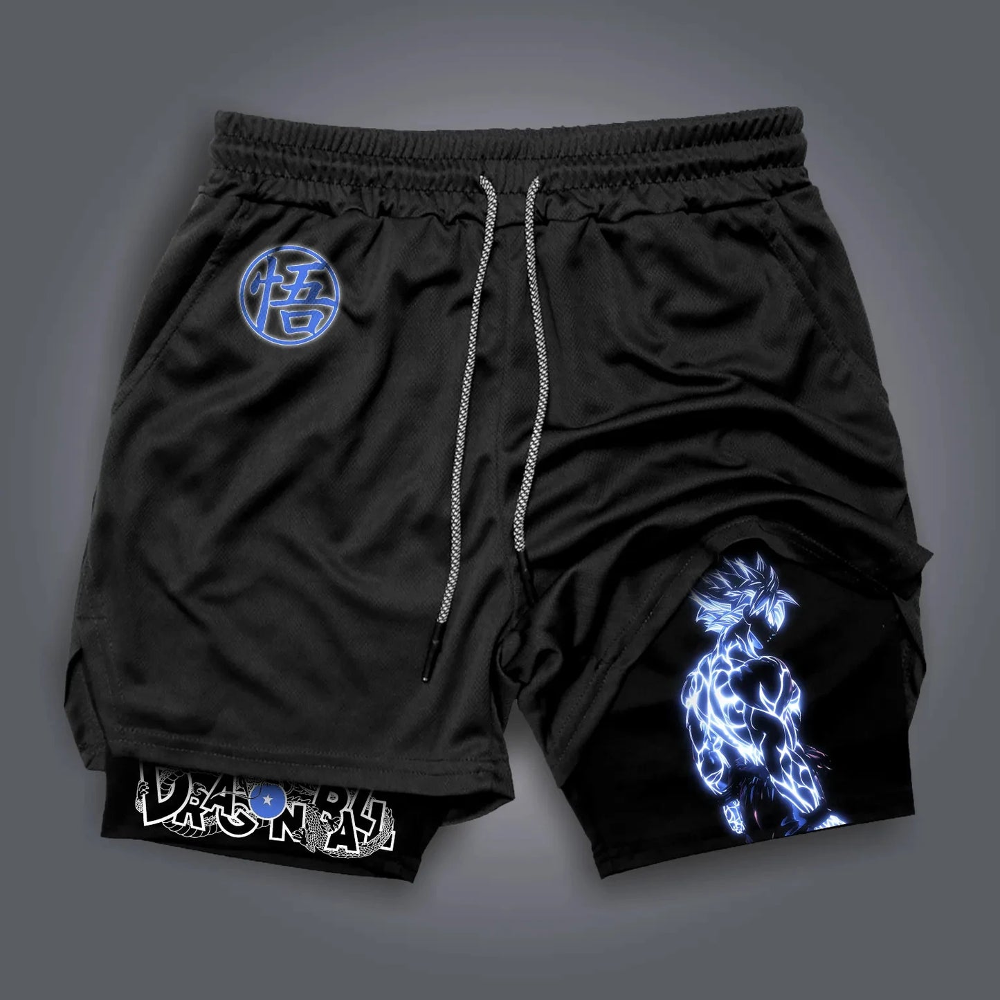 Short doble con estampado de periféricos de Dragon Ball, Majin Buu y GOKU, estilo deportivo americano, cómodo para verano, para hombre, holgado y transpirable