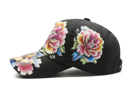 Spring/Summer Quick Drying Baseball Cap Men's And Women's Outdoor Beach Camping Sun Hat Printed Chinese Style Flower Sun HatB149