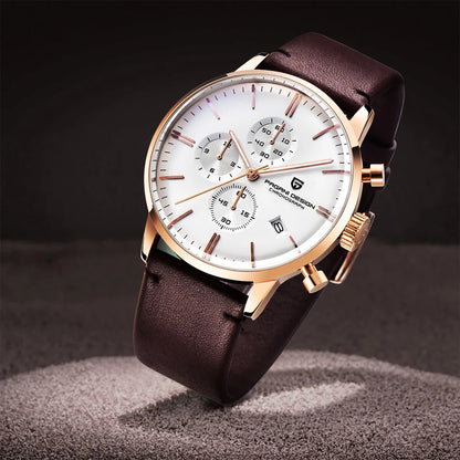 PAGANI DESIGN Men's Fashion Casual Brand Watch Waterproof 30m Luxury Leather Sports Quartz Chronograph VK67 Relogio Masculino