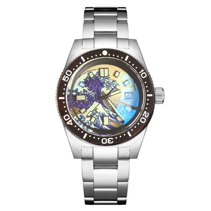 Tandorio 41mm 62MAS Black Gray Dial NH35A Automatic 300M Diving Men's Watch Ceramic Bezel Green Lume Bow Sapphire Glass