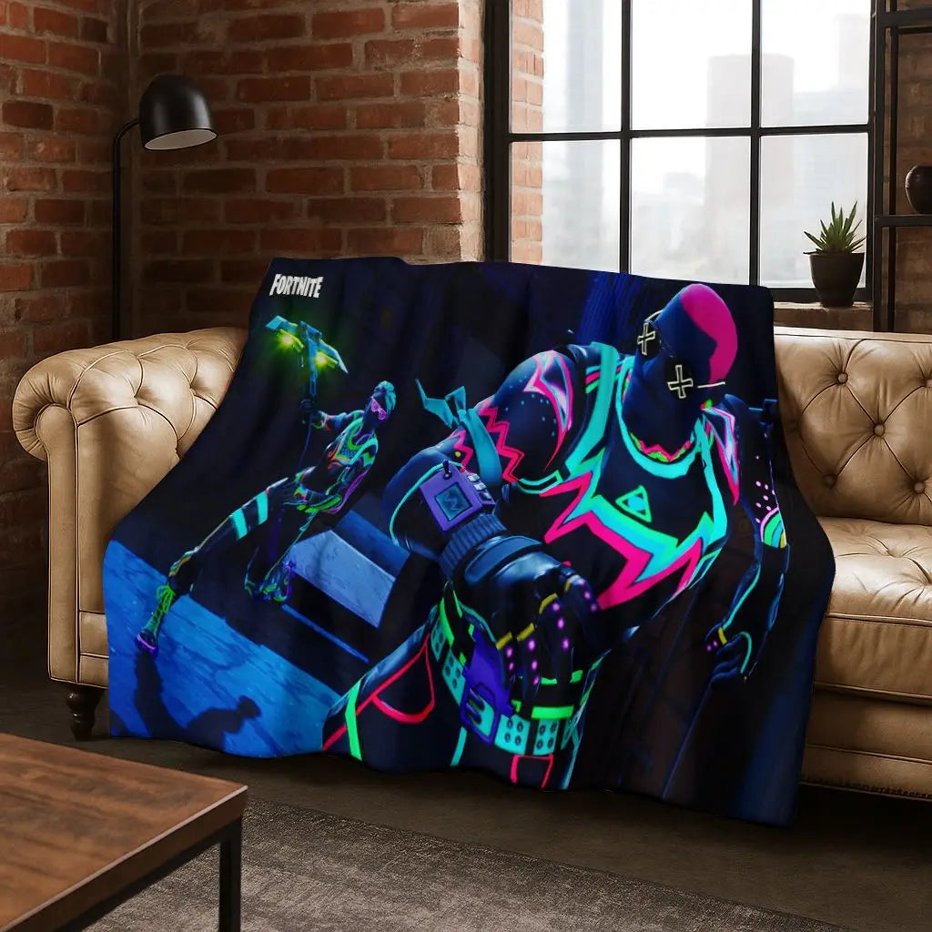 3D F-Fortnite Game Cartoon Flannel Blanket Soft Warm Throw Blanket for Bed Bedroom Room Living Room Travel Camping Kids Gift