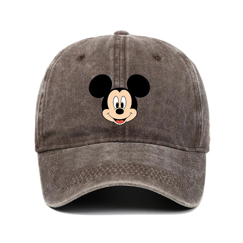 Retro Washed Mickey Mouse Print Baseball Cap Men Women Vintage Kpop Snapback Cap Adjustable Breathable Trucker Hat Sunscreen Hat