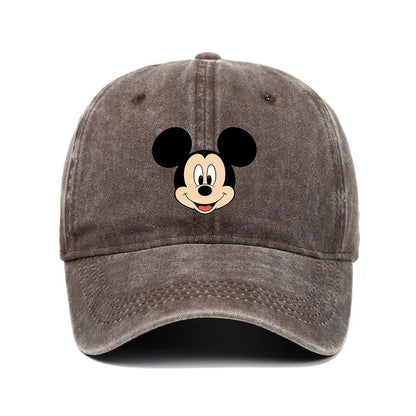 Retro Washed Mickey Mouse Print Baseball Cap Men Women Vintage Kpop Snapback Cap Adjustable Breathable Trucker Hat Sunscreen Hat