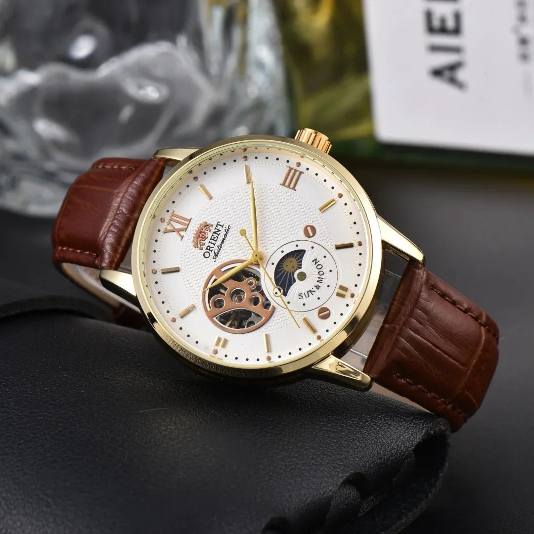 118A StoreOrient Series Sports Sun, Moon, and Stars Skeleton Mechanical Men's Sports Watch Full Functionality World Time