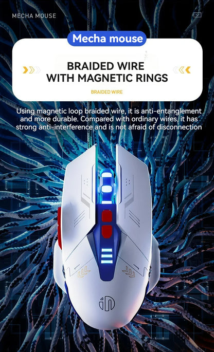 Inphic W9P Wired Mouse Mecha Style 12800DPI Adjustment RGB Lighting Effect Macro Programming E-sports Office Usb Mouse