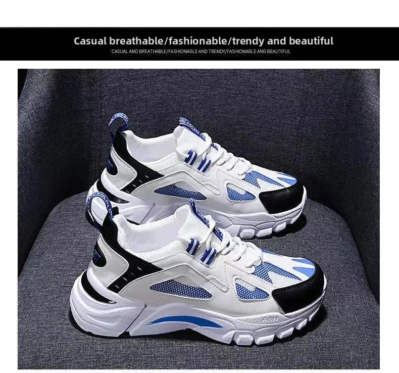 Spring New Style Breathable Thick Bottom Heightening Sports Dad Shoes Men Korean Version Trendy Casual Shoes Autumn Model