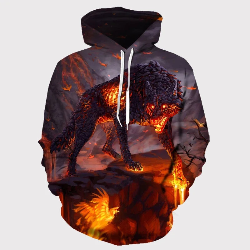 Animal Wolf – bluzy z kapturem drukowane w 3D dla mężczyzn i kobiet, modne, codzienne, oversize, swetry typu pullover, styl hip-hopowy, Harajuku, odzież uliczna