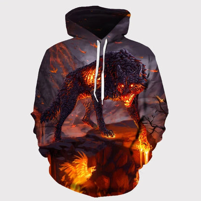 Animal Wolf – bluzy z kapturem drukowane w 3D dla mężczyzn i kobiet, modne, codzienne, oversize, swetry typu pullover, styl hip-hopowy, Harajuku, odzież uliczna