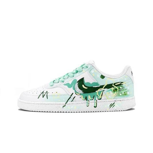 Spersonalizowane trampki Nike Court Vision 1 „Mint Gorgeous” Huiya – ręcznie wykonane, modne, kampusowe, antypoślizgowe trampki męskie