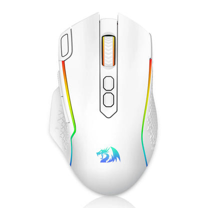 Mouse de gaming wireless Redragon M810 Pro, 10000 DPI, mouse de gamer cu fir cu tastă Rapid Fire, 8 butoane macro, mouse negru/alb