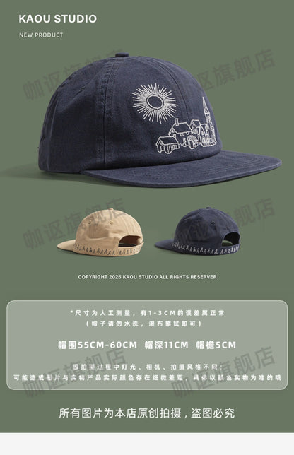 Heavy Embroidery Flat Brim Baseball Cap Niche Unisex Hip Hop Duckbill Cap Fashion Versatile