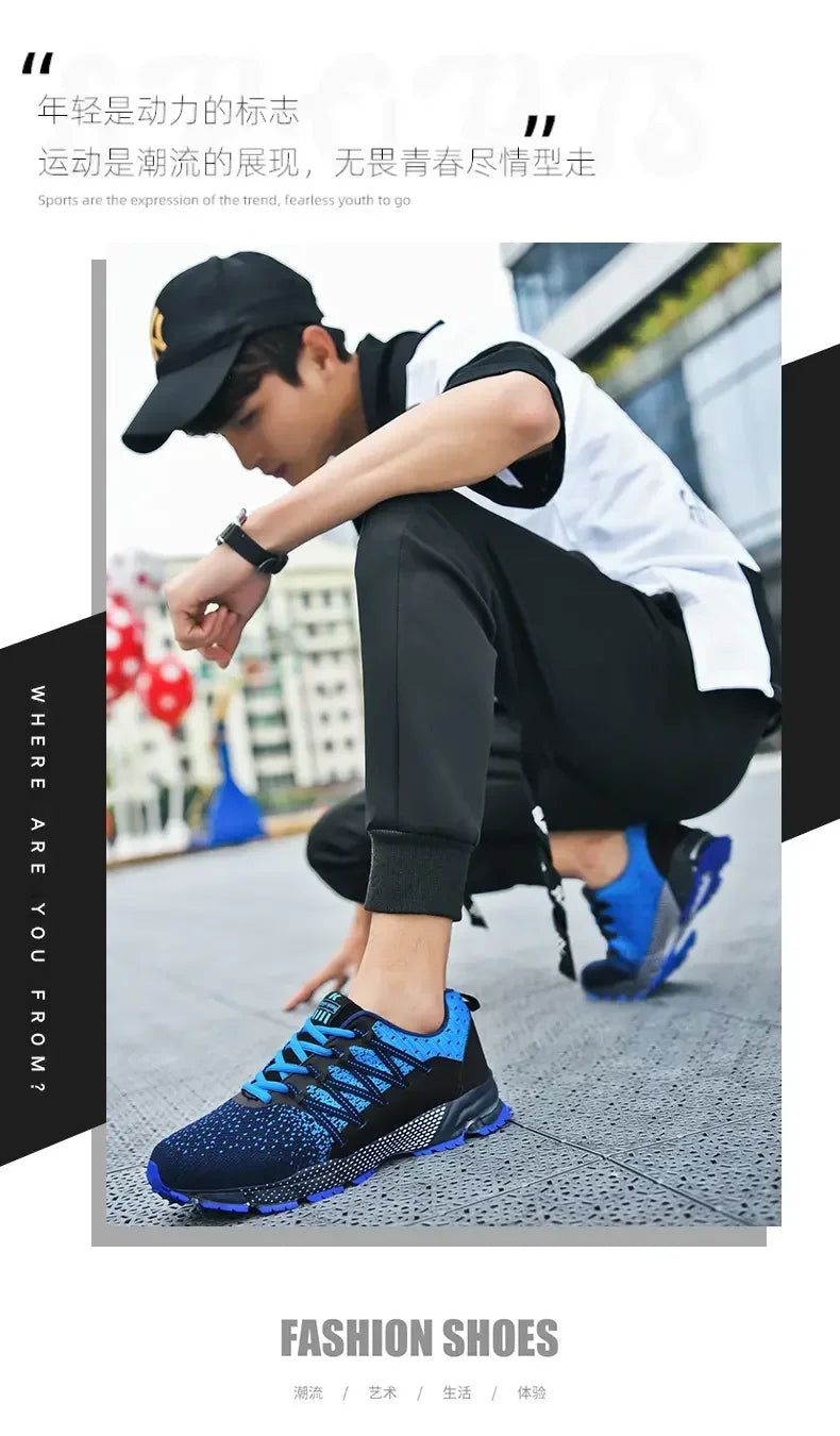 2025 Thick Soled Sports Shoes Youth Mesh Breathable Running Shoes Trend Spring Summer Korean Large Black and White Shoes walk