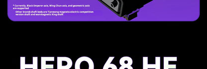 Tastiera meccanica gaming AULA HERO 68 HE con asse magnetico RT, cablata, illuminazione RGB, polling rate 8K e incisione laterale