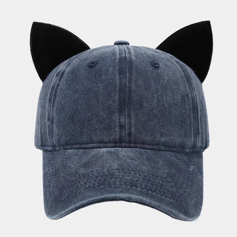 Cute cat ears baseball cap women summer soft top caps student couple personalized hat men hip hop streetwear