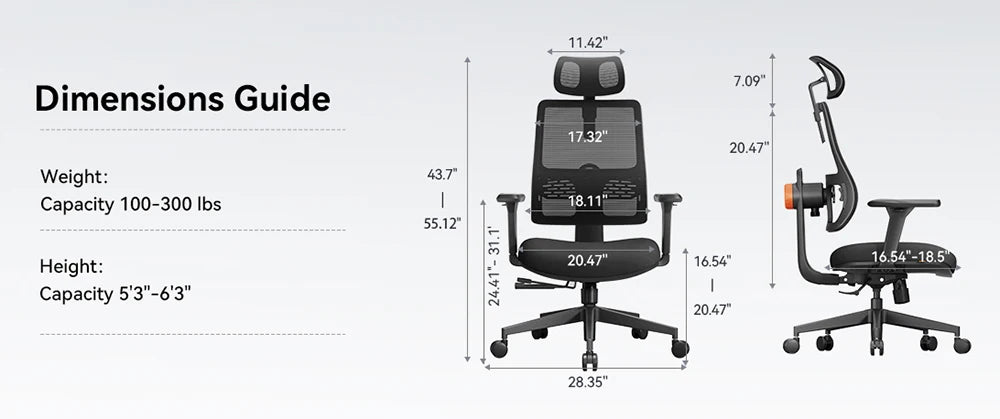 NEWTRAL MAGICH003 Ergonomic Office Chair with Adaptive Lumbar Support, Adjustable Headrest, 3D Armrests, Reclining Executive Desk Chair