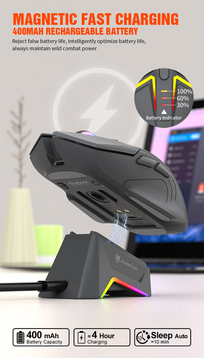 XUNSVFOX H2 wireless Bluetooth dual-mode mouse RGB lighting effect laptop gaming office magnetic charging