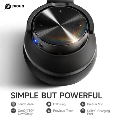Picun B8 Wireless Bluetooth Headphones – 120H Playtime, Bluetooth 5.3, Low Latency Gaming Headset with Microphone & Deep Bass Sound