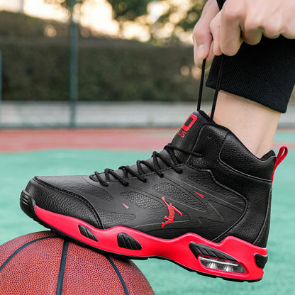 Chaussures de basket-ball montantes pour hommes, amorti à coussin d'air tendance, confortables, antidérapantes, respirantes, absorbant les chocs, pour activités de plein air