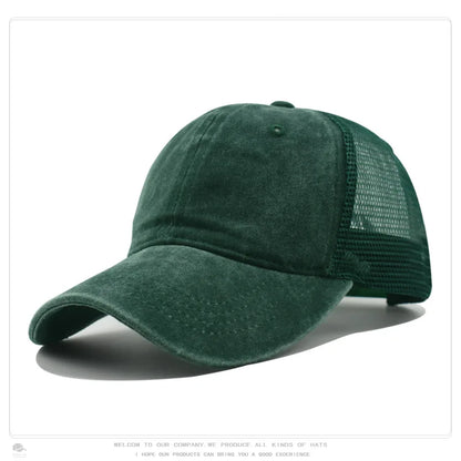 Custom Logo Blank Baseball Cap For Men Summer Breathable Mesh Hat Women Vintage Washed Distressed Trucker Sun Hats