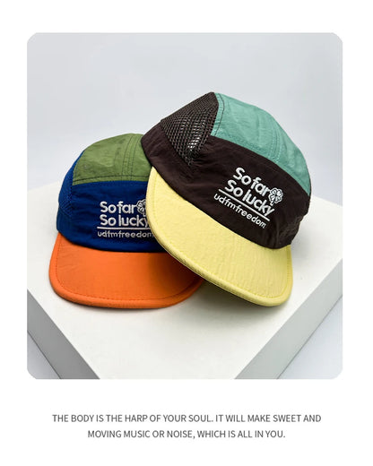 New Unisex Flat Eave Embroidered Letters Baseball Hats Breathable Korean Sunshade Quick Drying Peaked Caps Niche Versatile ins