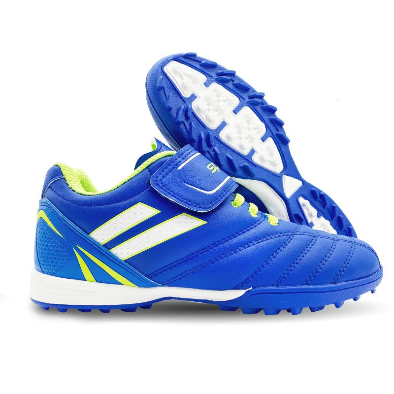 Chuteiras de futebol para criança menino/menina Tf com fecho de velcro, sem pitões, para lacrosse, iniciantes em críquete e basebol