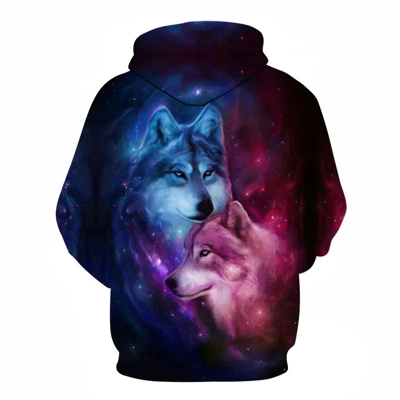 Animal Wolf – bluzy z kapturem drukowane w 3D dla mężczyzn i kobiet, modne, codzienne, oversize, swetry typu pullover, styl hip-hopowy, Harajuku, odzież uliczna