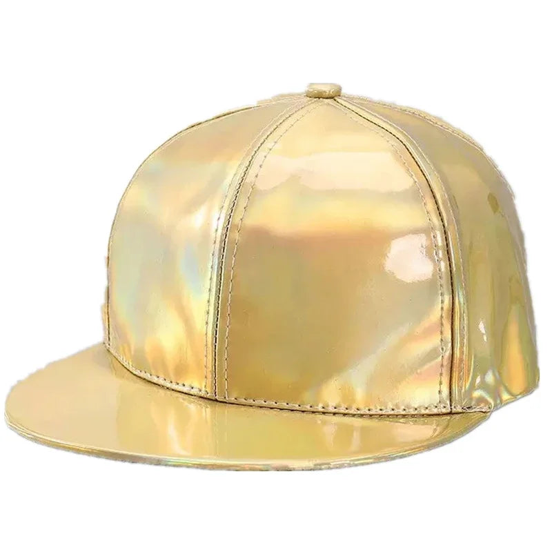 New Unisex PU Leather Laser Style Baseball Cap Street Hip Hop Hat Men Women Dazzling Colors Y2K Cap
