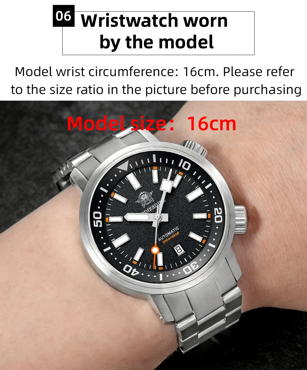 ADDIESDIVE New AD2541 Men Watch 200m Waterproof Sapphire Crystal BGW9 Luminous 316L Stainless Steel Automatic Mechanical Watch