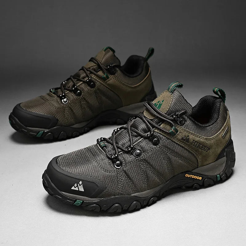 HIKEUP Zapatillas de senderismo para hombre de cuatro estaciones, calzado deportivo de exterior en cuero genuino resistente al desgaste, zapatos de escalada con suela de goma para trekking