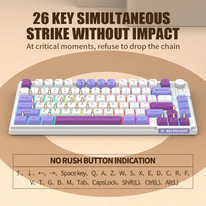 Keyboard K81 Gaming Keyboard 81 Key 80% Layout Spanish Russian Korean Arabic Keyboard USB Wired RGB Light Volume Knob Ergonomics