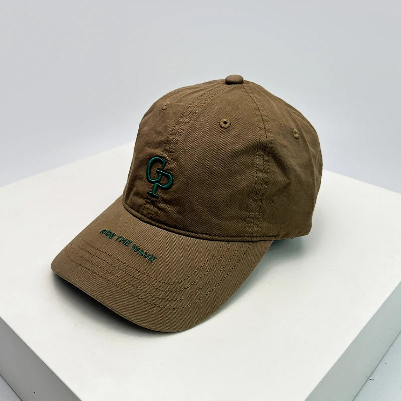 New Unisex Korean Embroidered GP Letters Baseball Hats Casual Breathable Retro Sunshade Peaked Caps Versatile Fashion Outdoor