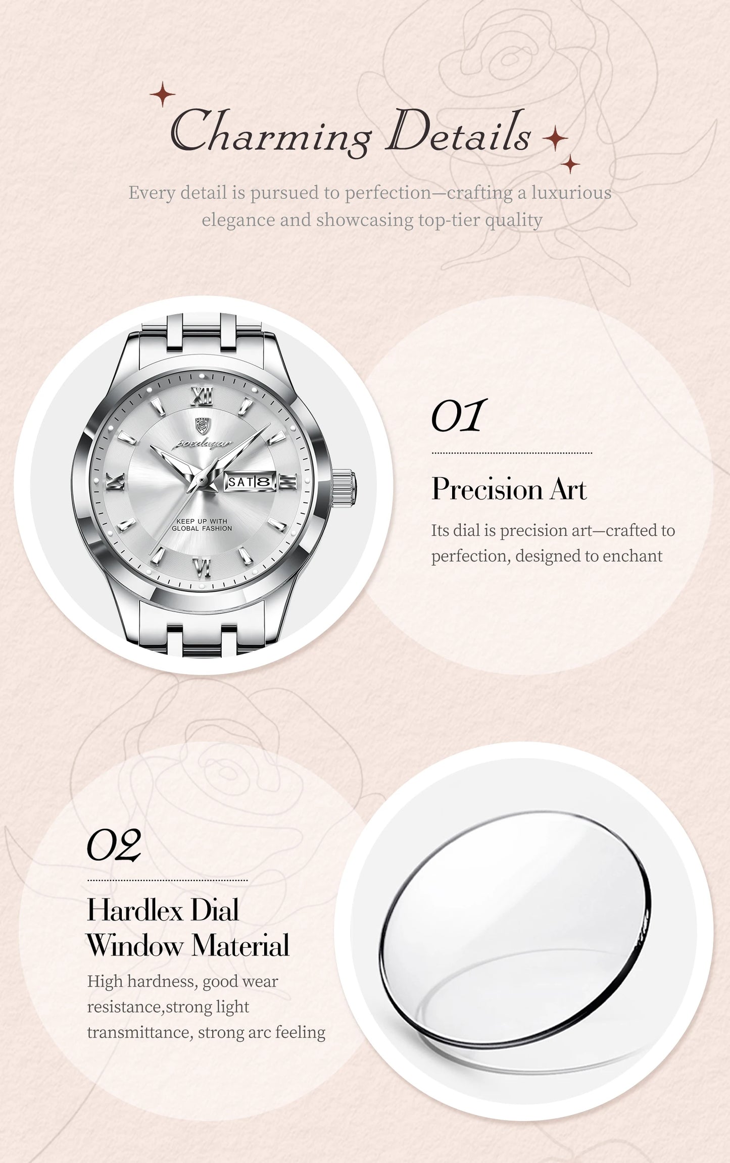 POEDAGAR Luxury Elegant Woman's Watches Luminous Waterproof Stainless Steel Ladies Wristwatch Quartz Week Date Women Watch Reloj