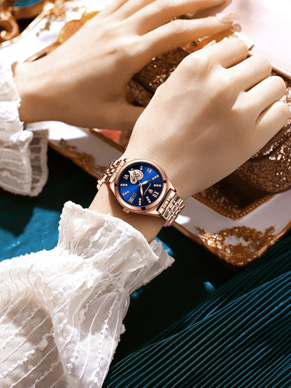 POEDAGAR Top Luxury Woman Watches Waterproof Luminous Date Stainless Steel Women's Quartz Wristwatch Elegant Dress Ladies Watch